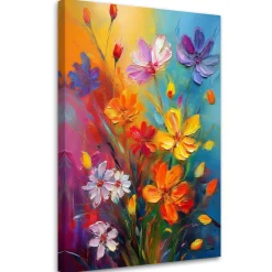 Feeby Obraz na płótnie, Kwiaty Łąka Abstrakcja Kolorowa 40x60