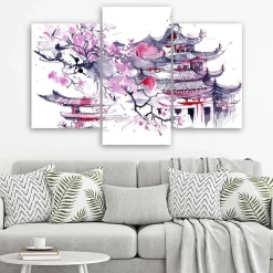 Feeby Obraz na płótnie Malowana japońska pagoda 60x40