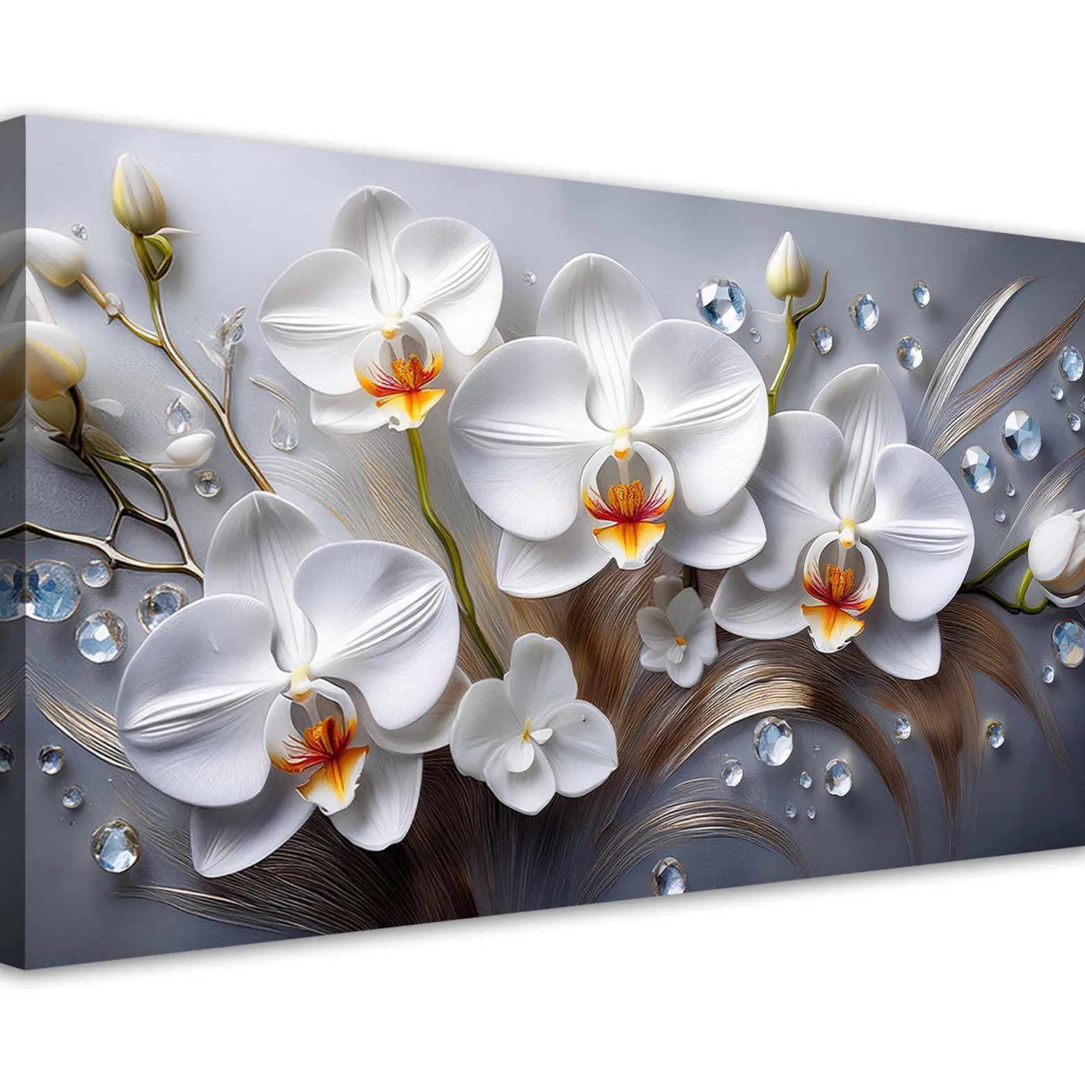 Feeby Obraz na płótnie, Orchidea Kwiat Biały 3D Malowany 100x50