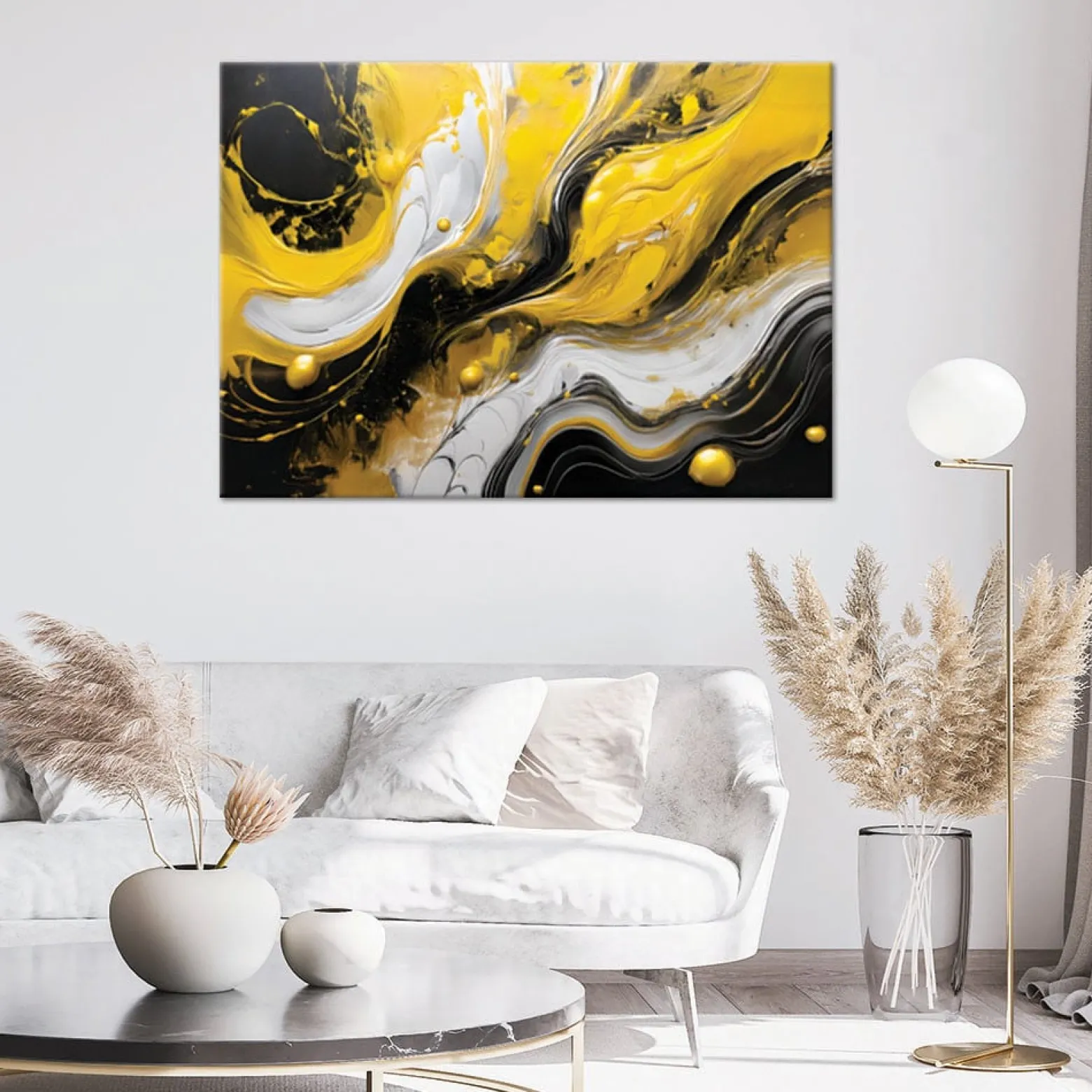 Feeby Obraz na płótnie, Żółto Czarna Abstrakcja Tekstura Loft 60x40