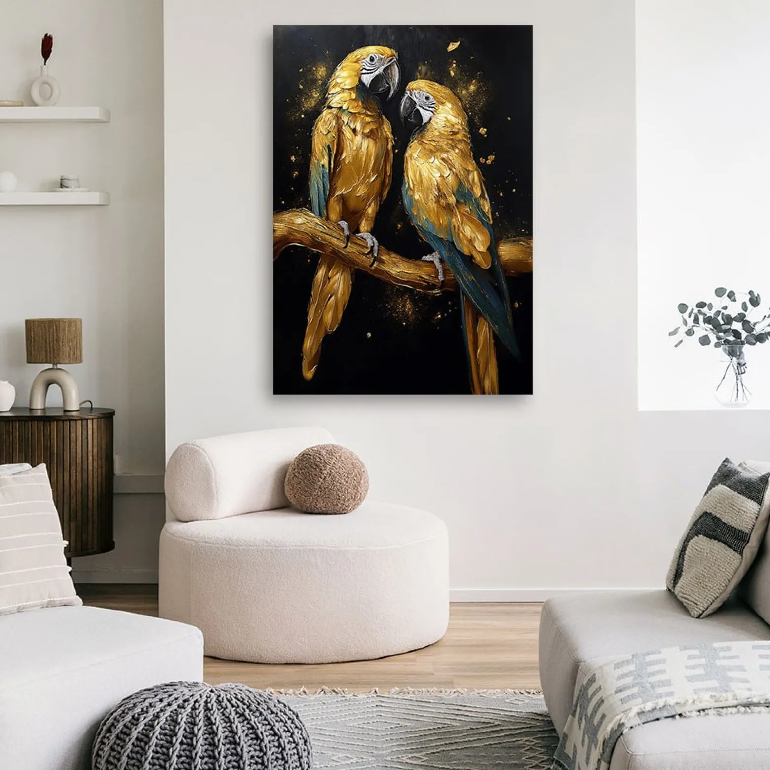Feeby Obraz na płótnie, Złote Papugi Zwierzęta 40x60