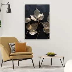 Feeby Obraz nowoczesny, Minimalizm Liście Rośliny Glamour 40x60