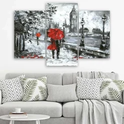 Feeby Obraz tryptyk na płótnie Spacer w Londynie 60x40