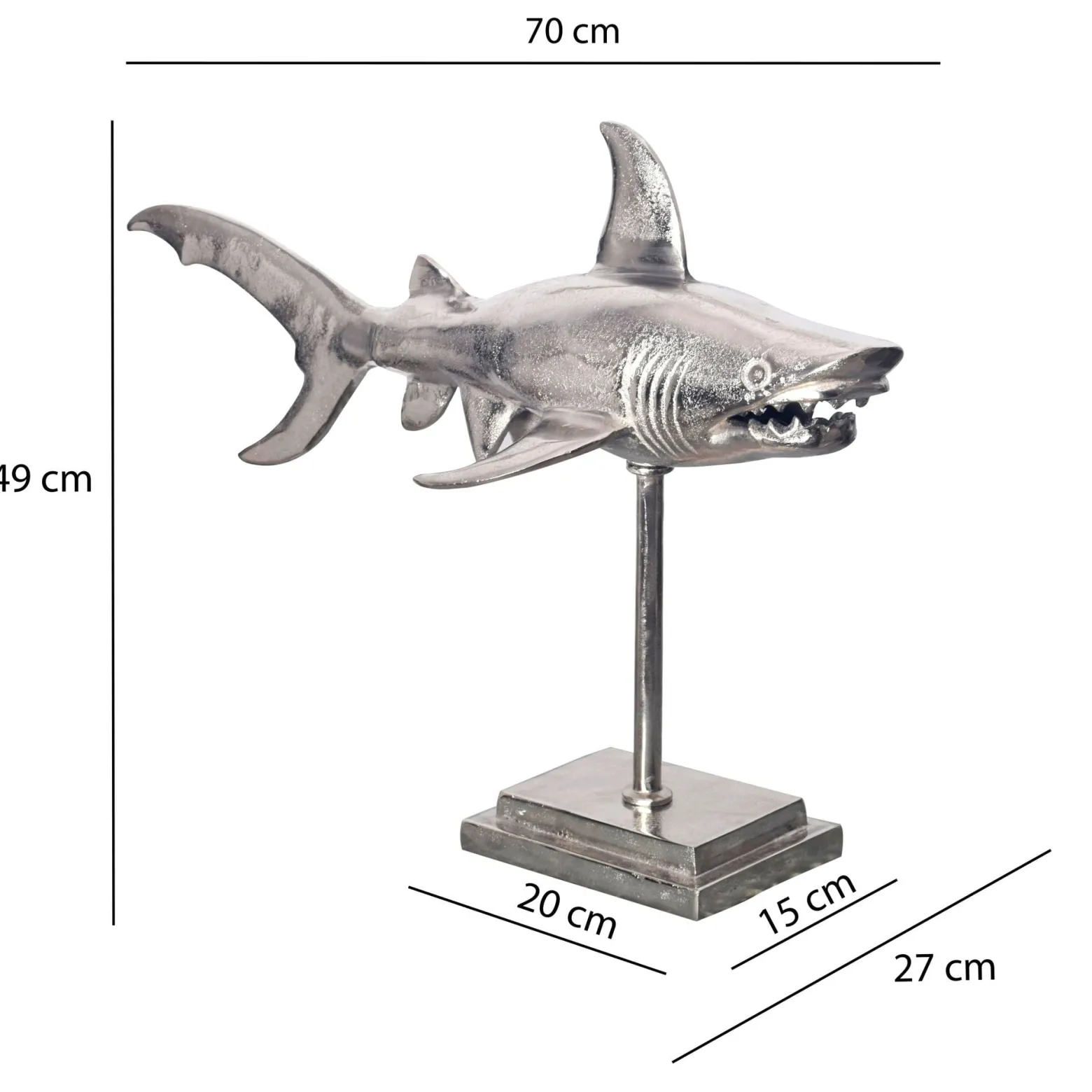 Figurka dekoracyjna Rekin Aluminium Maritim 70 cm Metalowa Dekoracja