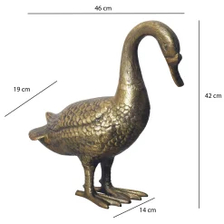 Figurka Dekoracyjna Gęś Aluminium Złota 46 cm Nowoczesna Dekoracja