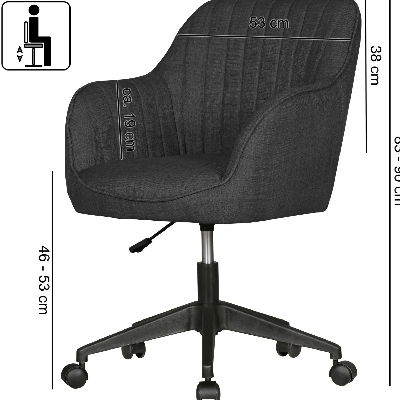 FineBuy Krzesło do biurka Tkanina szary