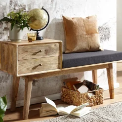 FineBuy Ławka Drewno czarny