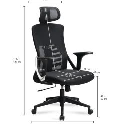 FineBuy krzesło obrotowe 120 kg czarne ergonomiczne
