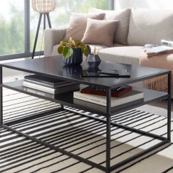 FineBuy Stolik kawowy metal czarny