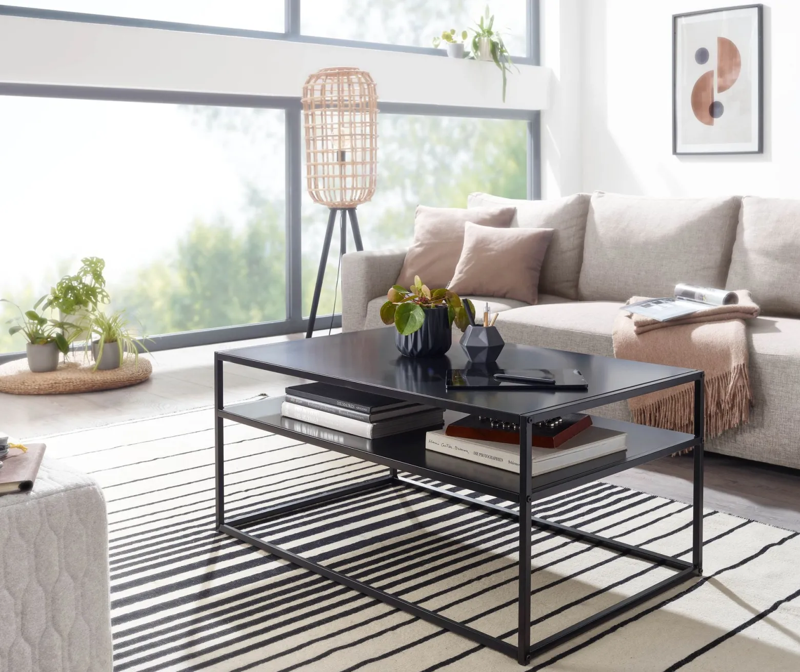 FineBuy Stolik kawowy metal czarny