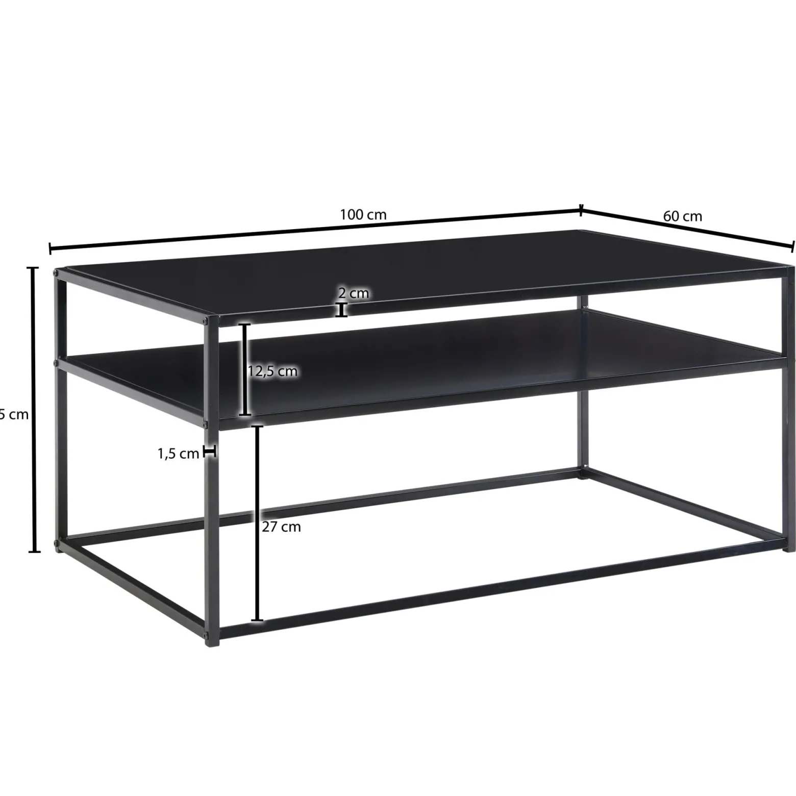 FineBuy Stolik kawowy metal czarny