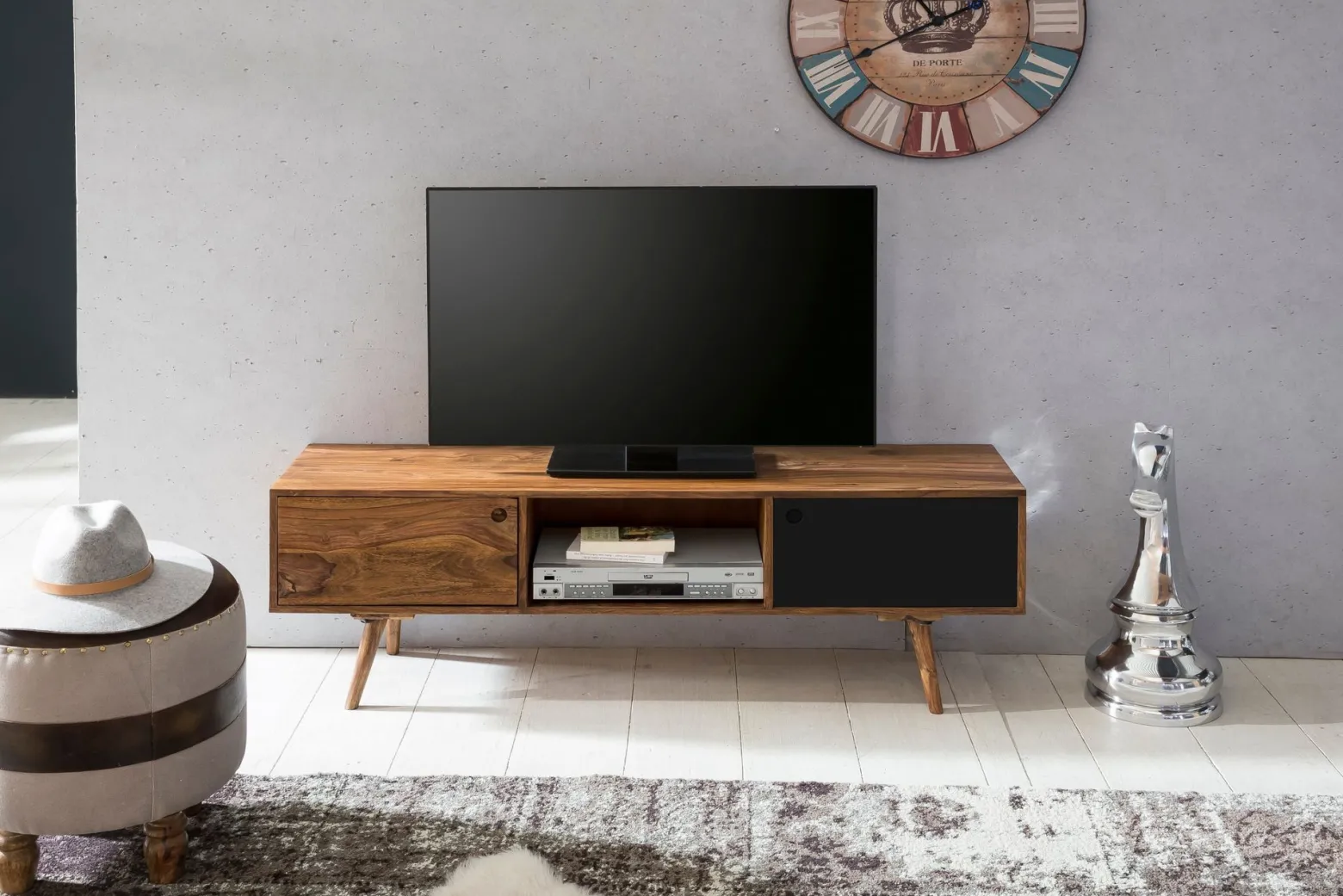 FineBuy Szafka telewizyjna drewno czarny