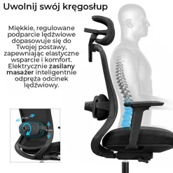 Fotel biurowy ergonomiczny ANGEL fizjO z funkcją masażu