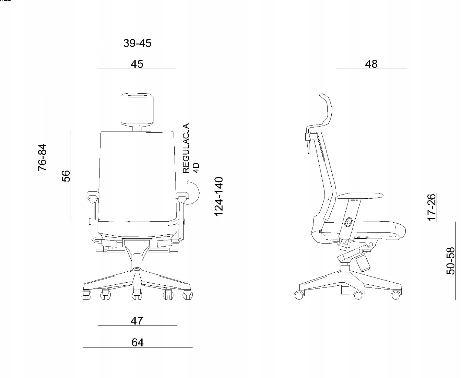 Fotel biurowy ergonomiczny NEZ czarny siatka/tkanina