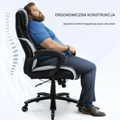 Fotel biurowy gabinetowy Ergonomiczny z podnóżkiem skórzany regulowany