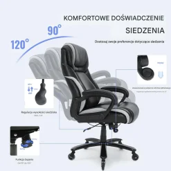 Fotel biurowy gabinetowy Ergonomiczny z podnóżkiem skórzany regulowany