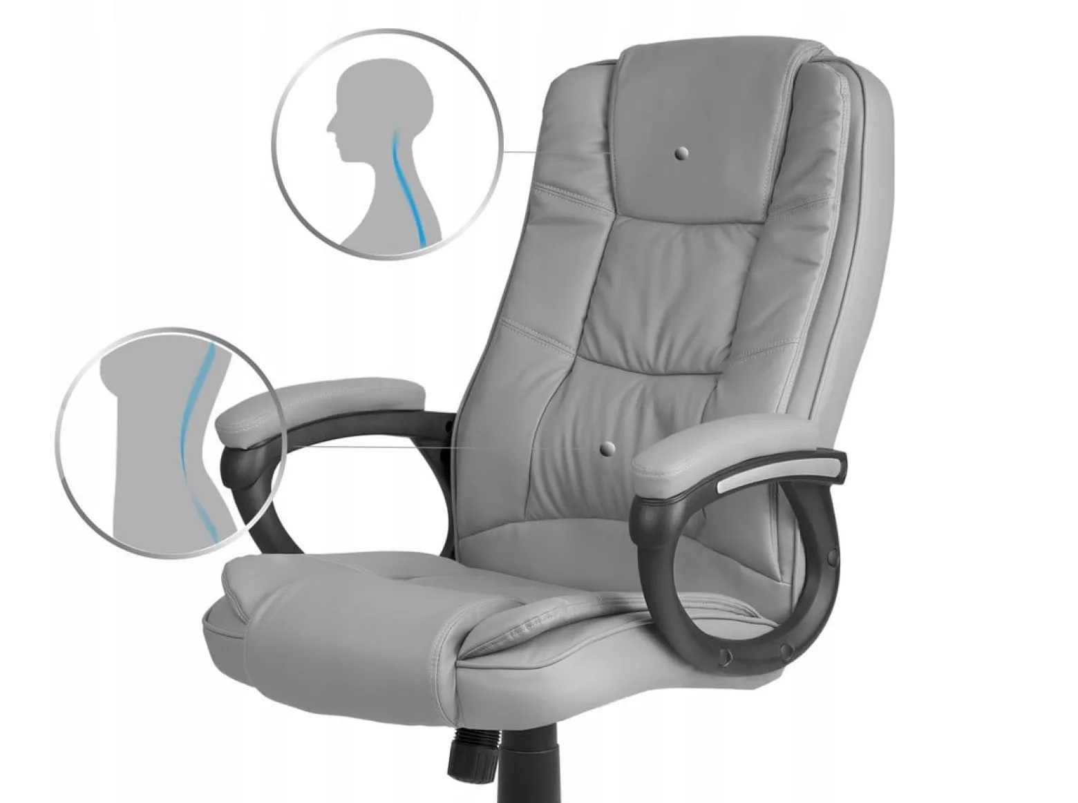 Fotel biurowy szary ergonomiczny komfortowy do pracy i relaksu STILO