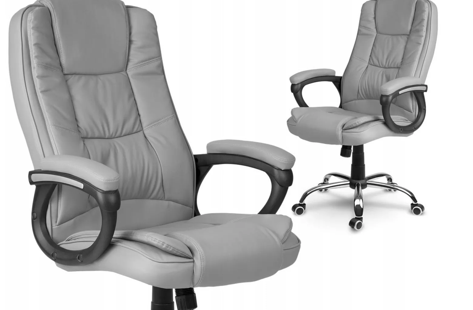 Fotel biurowy szary ergonomiczny komfortowy do pracy i relaksu STILO