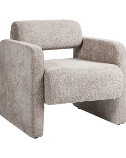 Fotel boucle w stylu retro beżowy