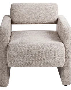 Fotel boucle w stylu retro beżowy