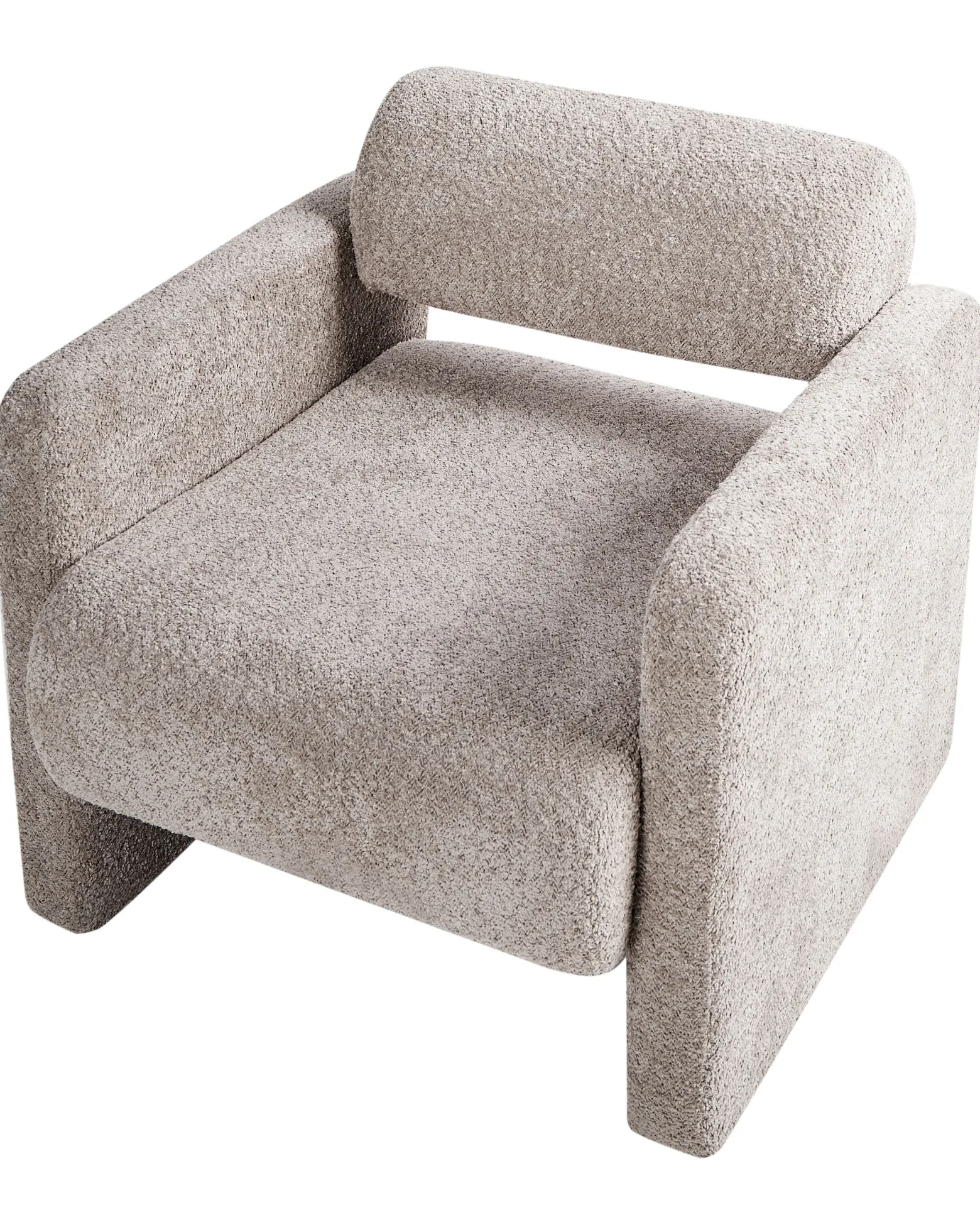 Fotel boucle w stylu retro beżowy