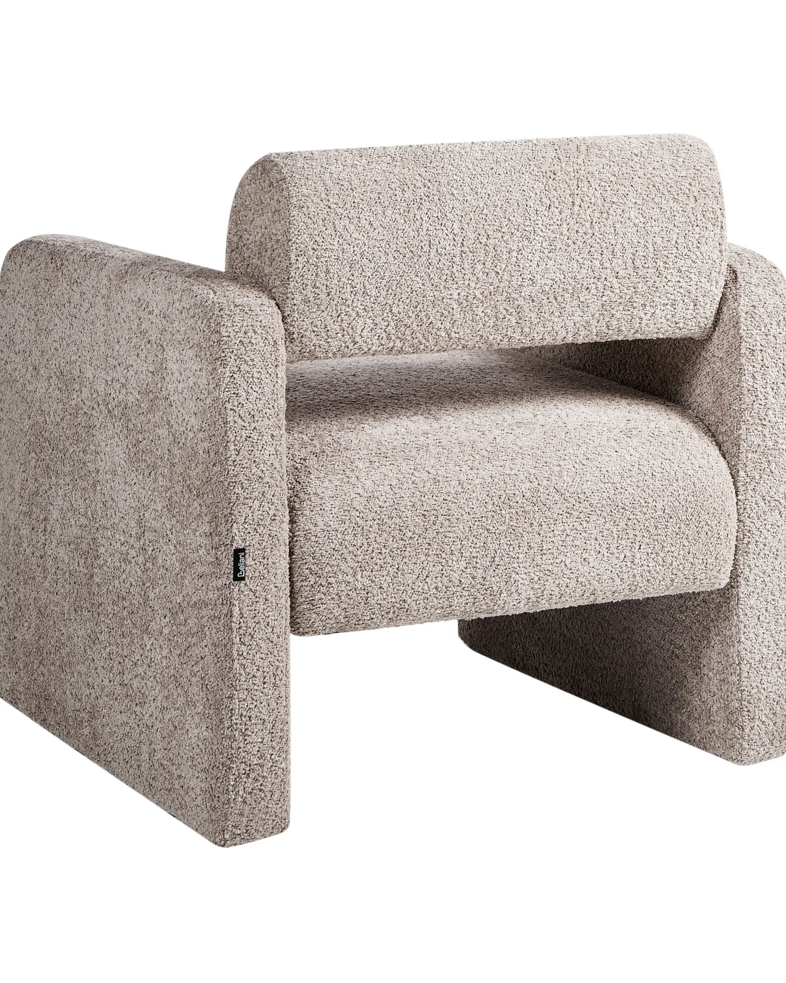 Fotel boucle w stylu retro beżowy