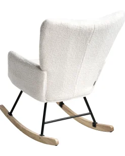 Fotel bujany tapicerowany boucle biały