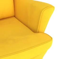 Fotel Bujany Wypoczynkowy Żółty Fotel Tapicerowany Do Salonu Pokoju