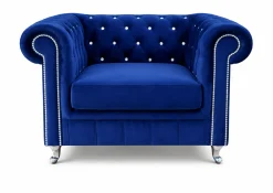 Fotel Chesterfield Asti glamour granatowy tapicerowany nowoczesny stylowy