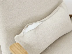 Fotel Elia beżowy tkanina dąb, podstawa beż