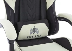 Fotel Extreme gamingowy z podnóżkiem oddychający ThrustX Black-Cream