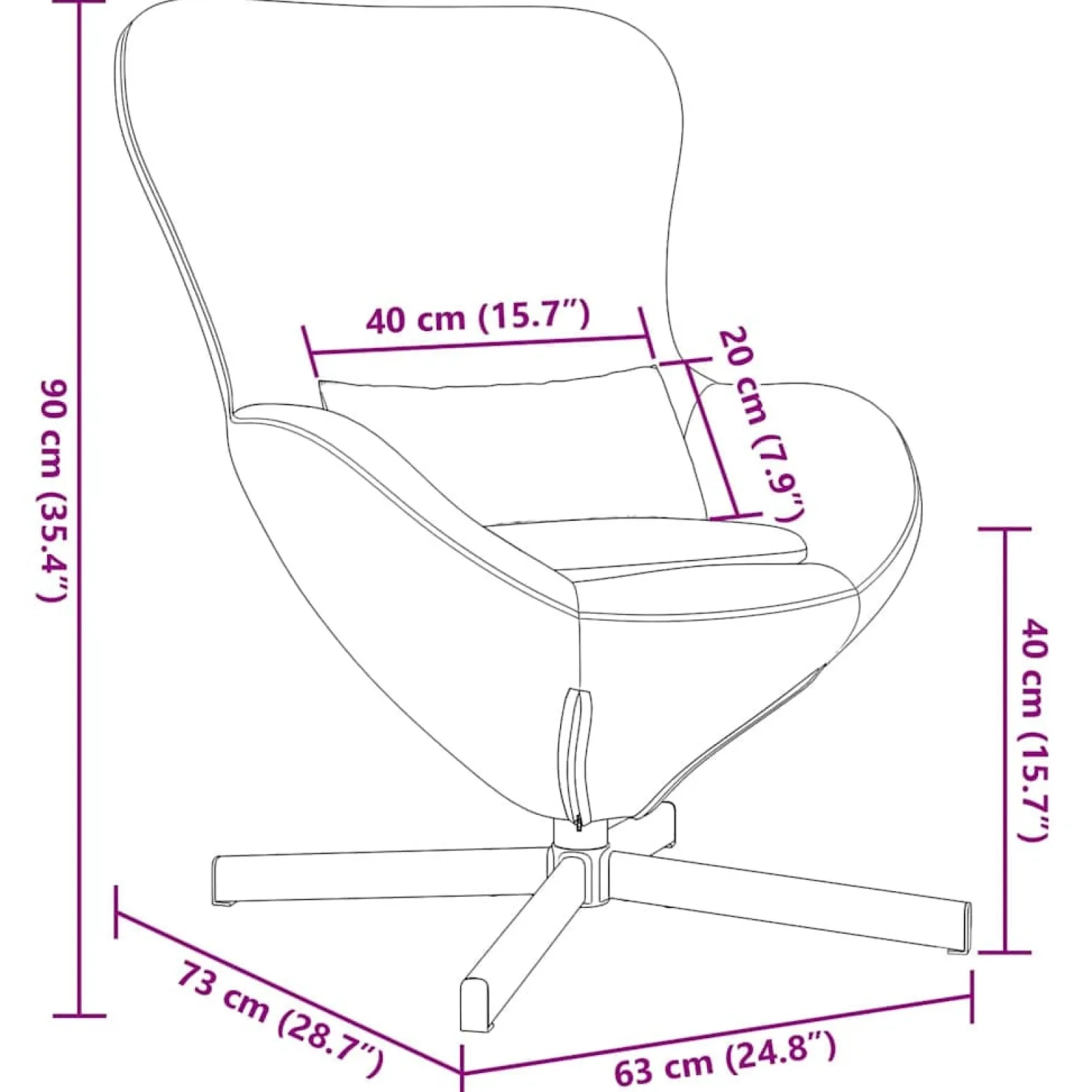 Fotel Jajo Obrotowy Fotel Wypoczynkowy Do Salonu Pokoju 63 x 73 x 90 cm