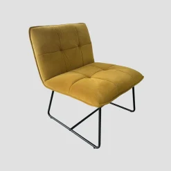 Fotel NELOX welurowy musztardowy 63x69x73 cm HOMLA