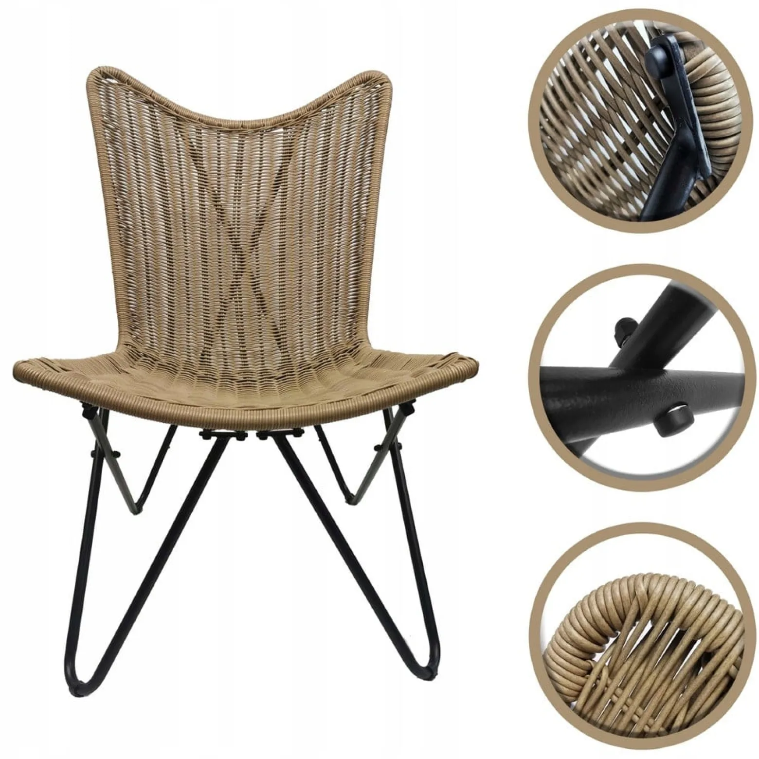 Fotel ogrodowy mocny leżak boho rattan Rimini