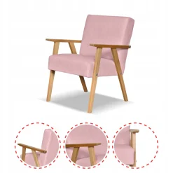 Fotel PRL zestaw retro vintage SOLER Family Meble różowy welur Hunter