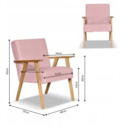 Fotel PRL zestaw retro vintage SOLER Family Meble różowy welur Hunter