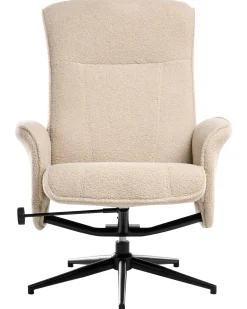 Fotel relaksacyjny podnóżek materiał boucle beżowy