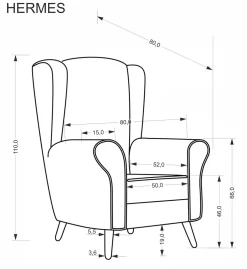 Fotel uszak HERMES szary