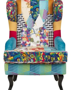 Fotel uszak patchwork wielokolorowy niebieski