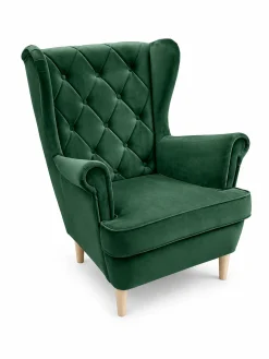 Fotel uszak pikowany glamour skandynawski Royal 33 zielony elegancki