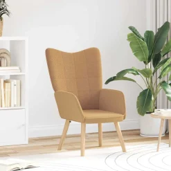 Fotel Wypoczynkowy Beżowy Tapicerowany Do Salonu Pokoju 62 x 67 x 95.5 cm