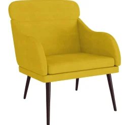 Fotel Wypoczynkowy Żółty Aksamit Tapicerowany Do Salonu Pokoju 63x76x80 cm