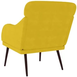 Fotel Wypoczynkowy Żółty Aksamit Tapicerowany Do Salonu Pokoju 63x76x80 cm