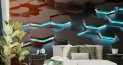 Fototapeta Czarne HEKSAGONY Kształty 3D 90x60cm