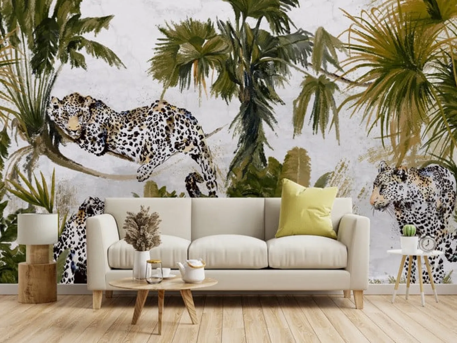 Fototapeta JAGUARY Lamparty Dżungla Palmy 90x60cm