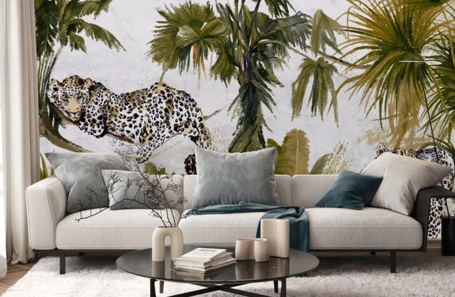 Fototapeta JAGUARY Lamparty Dżungla Palmy 90x60cm