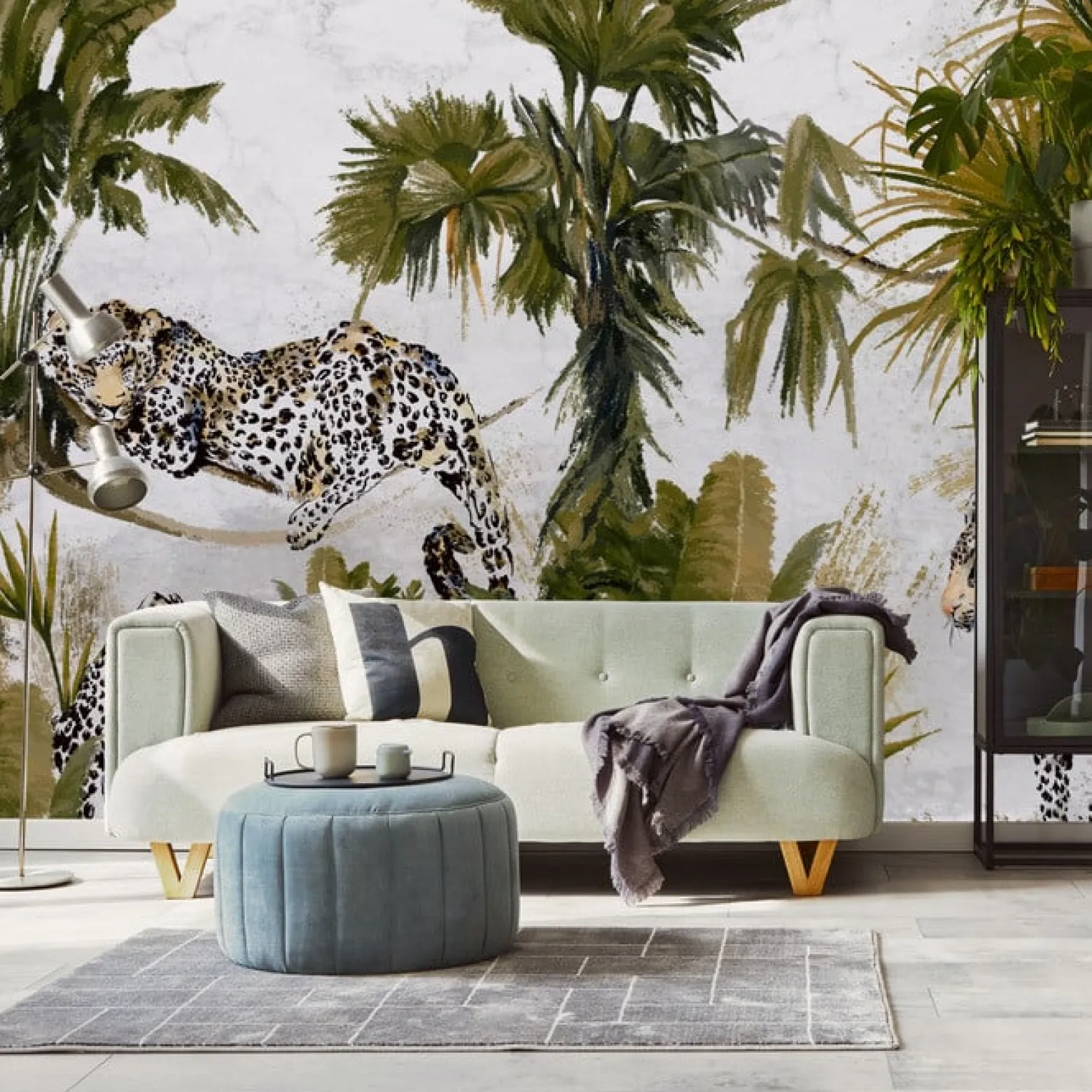 Fototapeta JAGUARY Lamparty Dżungla Palmy 90x60cm