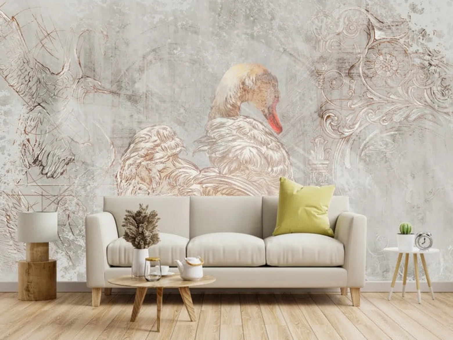 Fototapeta Abstrakcyjny Łabędź Na Betonie 90x60cm