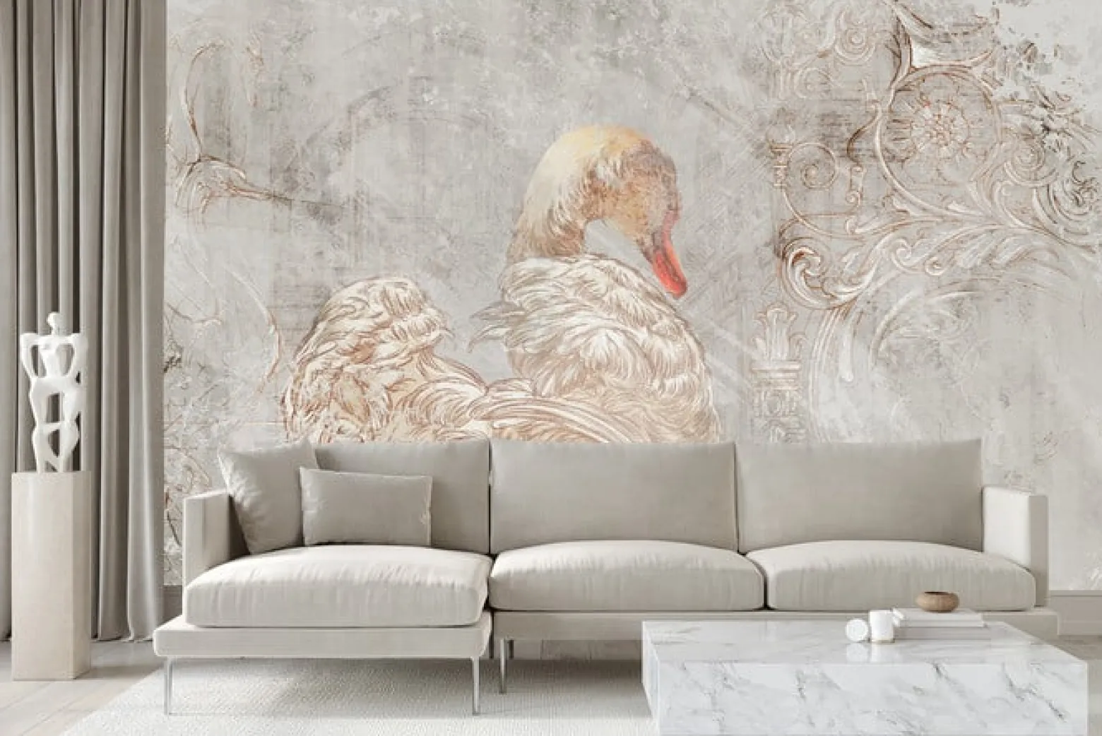 Fototapeta Abstrakcyjny Łabędź Na Betonie 90x60cm