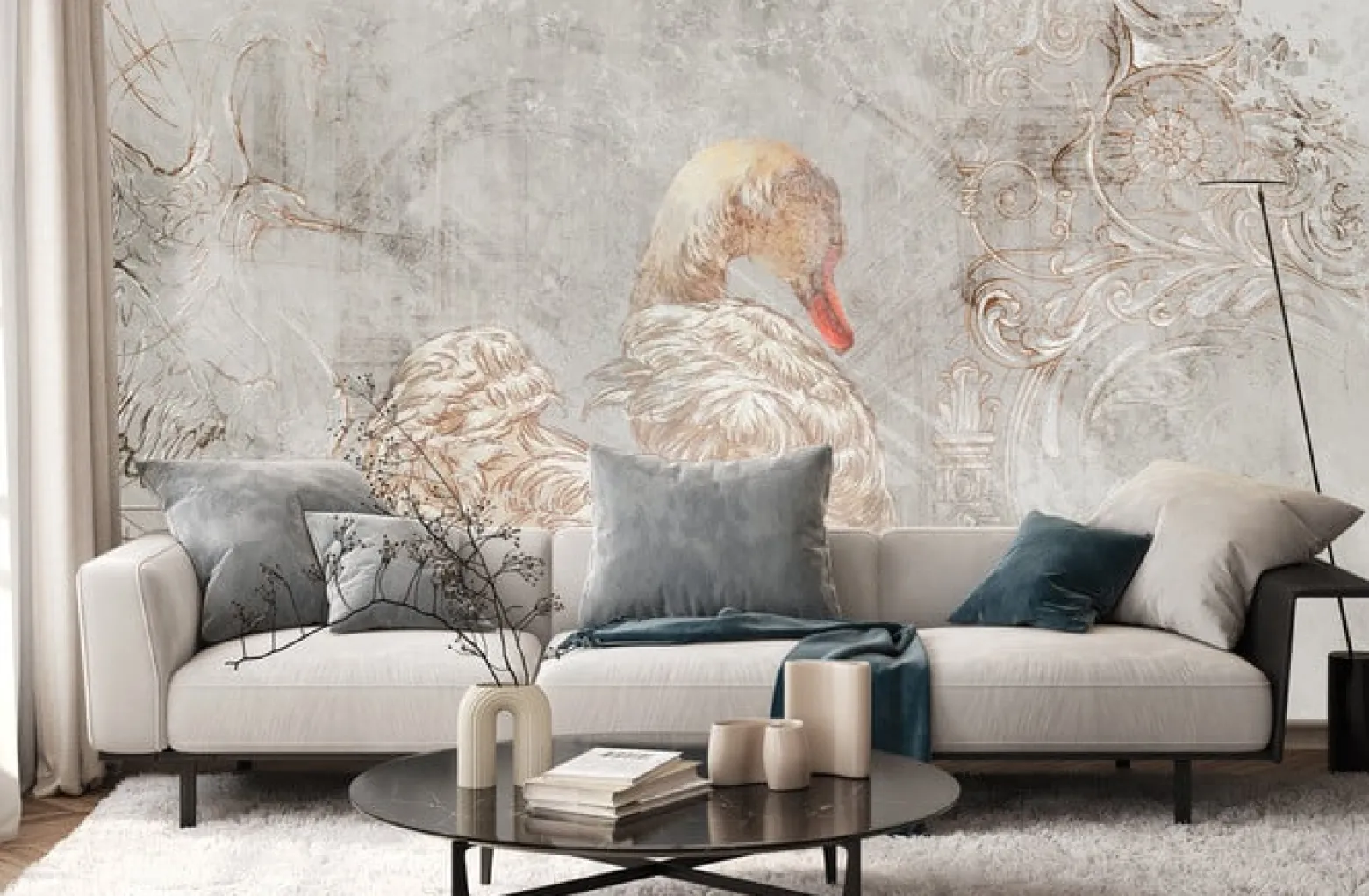 Fototapeta Abstrakcyjny Łabędź Na Betonie 90x60cm